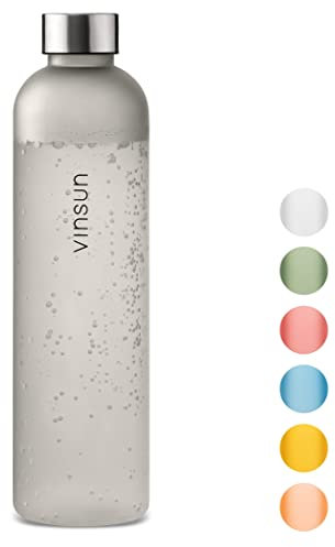 VINSUN Gourde Sport 1L Gris - Tritan sans BPA, Anti-Fuite, Ecologique - Bouteille d'eau Reutilisable pour Velo, Randonnee, Voyage, Fitness, Gym, Travail, École