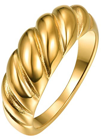 TUNGSTORY Goldener Drehringe Edelstahl Herren Goldener Ringe Versprechen Ring für Paare Size 67.2(21.4)