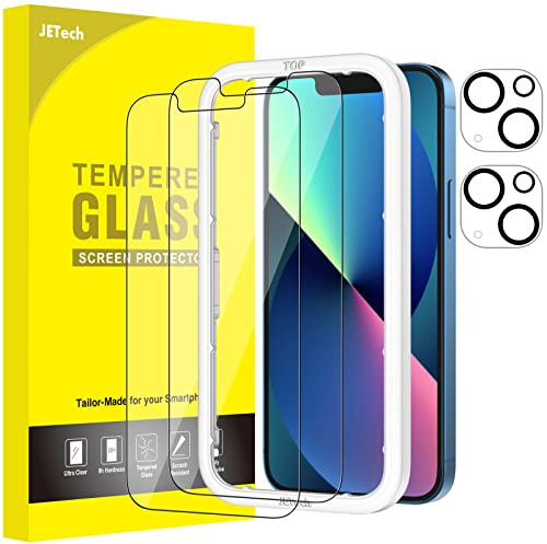 JETech Schutzfolie für iPhone 13 mini, 2+2 Stück | Mit Kameraschutz, HD Klares Gehärtetes Glas Displayschutzfolie, Kratzschutz, Einfache Installationshilfe