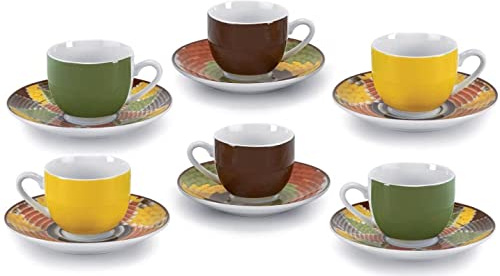 Fade Batik Lot de 6 tasses à café en porcelaine fine 100 ml