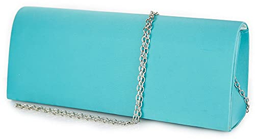 Emila Pochette verde chiaro in raso elegante cerimonia da donna ragazza signora Borsa a mano piccola Clutch borsetta tinta unita matrimonio comunioni Raso Verde acqua
