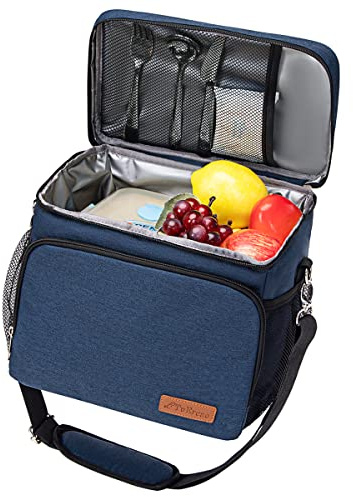 Soft Cooler Bag Insulated Leakproof Portable Collapsible Small Ice Chest for Beach Picnic Camping Travel for Car Road Trips, Lunch Box Cooler for Men Work Hieleras para Trabajo, Blue