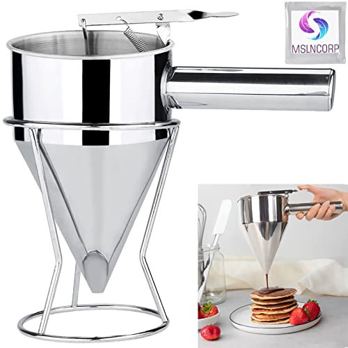 Kolbentrichter Edelstahl Teigportionierer Pancakes Pancake Portionierer FüLltrichter Edelstahl Pfannkuchen Teigspender Batter Trichter Straubentrichter Fondanttrichter Kolbentrichter Marmelade