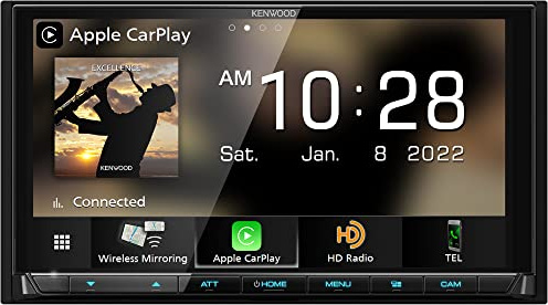 KENWOOD DMX958XR EXCELON Reference 6.8 Full HD Capacitive Touchscreen Car Stereo Receiver, Wireless Apple Carplay/Android Auto, Bluetooth, AM/FM HD Radio, MP3 Player, USB Port, Double DIN, SiriusXM