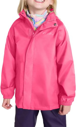 Mountain Warehouse Pakka Kids Waterproof Rain Jacket | Lightweight Coat with Reflective Details, Easy to Pack Packaway Hood & Stuff Bag, Ideal for Boys, Girls, School, Wet Weather