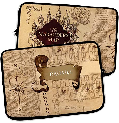 Personalisierte Laptophülle. Neoprenhülle. Personalisiertes Geschenk mit Namen. Verschiedene Größen. Marauder-Karte