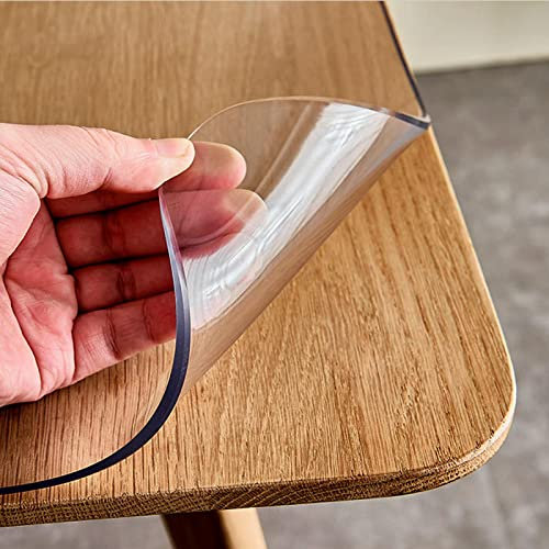 YHBZ Tischdecke Rechteck,Crystal Glass Soft Tuch,Wischbare transparente Tischmatten,PVC Tischplatte Schutz Abdeckung,3mm dick hitzebeständig,wasserdicht,einfach zu reinigen,60 * 60cm/23.6 * 23.6in