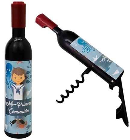 DISOK - Sacacorchos Botella Imantado Comunión. Detalles Comunión Vino Hombres, regalos personalizados comunión. (20-Azul)