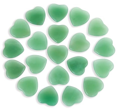 Nvzi Piedras Corazón Cristalinas de Aventurina Verde Natural Pulida y Tumbada,Cristales y Piedras de Curación en Cuarzo a Granel para Wicca,Reiki,Energía de Curación,Piedras de Chakra(20 piezas)