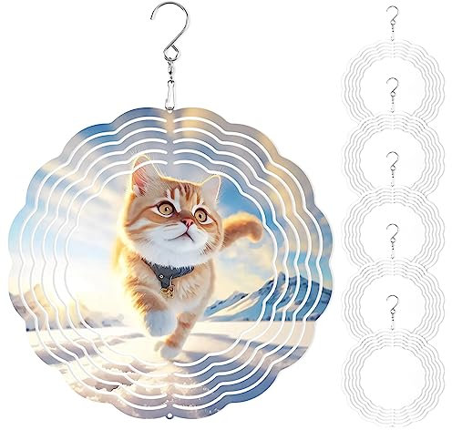Hausdec 6Pack 8 Inch Sublimation Wind Spinner Blanks 3D Wind Spinners Hanging Wind Spinners for Indoor Outdoor Garden Decoration
