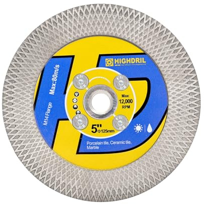 HIGHDRIL Diamant Trennscheibe 125mm x M14 - Doppelseitige Verwendung Trenn- und Schruppscheiben für Keramik Porzellan Fliesen Marmor Künstlicher Stein Granit