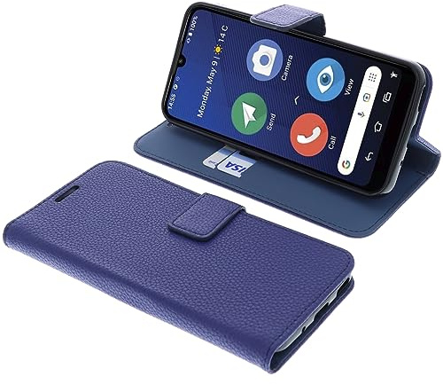 foto-kontor Tasche kompatibel mit Doro 8200/8210 Schutzhülle blau Book Style Case Handy Schutz Hülle Buch Wallet Handyhülle Cover Klapphülle Ständer Handytasche