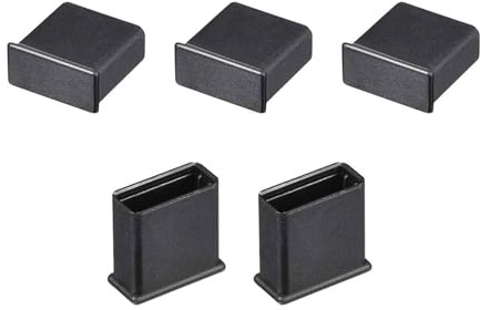 TOP-VIGOR 5Pcs USB Cap Port Cover Anti Dust, 13mmx5mm USB Plug Stopper Port Protector Lids, Black USB Cover Cap Laptop Port Protector
