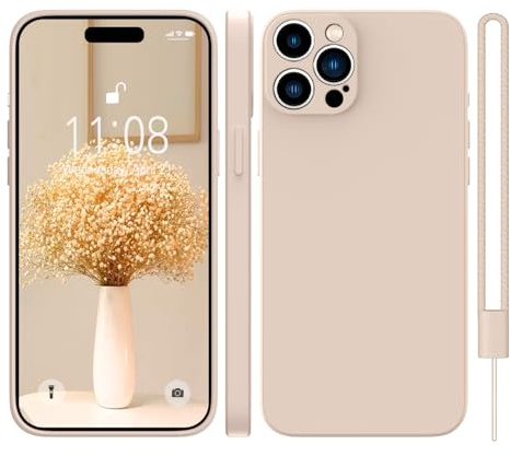 KPPIT iPhone 15 Pro Max Silicone Case 6.7-Inch,Shockproof Cover with Microfiber Lining,Silky-Soft Touch Full-Body Protective Phone Case(Khaki)