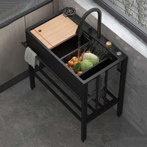Évier exterieur de jardin Evier Cuisine 1 Bac,Évier Inox Autoportant Avec Robinet Et Support,Meuble Cuisine Exterieure Evier, Buanderie meuble,Petit Lavabo For Garage De Restaurant Buanderie ( Size :