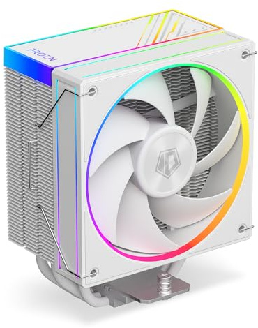 ID-COOLING FROZN A410 ARGB WHITE - Enfriador de CPU de aire blanco de 6 pulgadas de altura con iluminación ARGB, tubos de calor de 4 x 6 mm, ventilador FDB de 120 x 120 x 25 mm, TDP 220 W, Intel