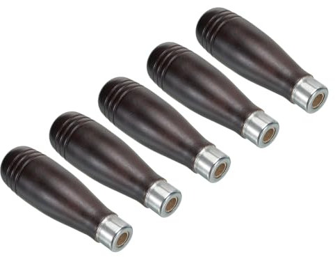 PATIKIL Mango de Lima de Madera de 4.3 Pulgadas, Paquete de 5 Accesorios de Repuesto para Mango de Lima de 0.39 de Diámetro, Marrón Oscuro