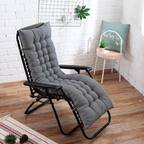 BangDon - Cojines clásicos de estilo para tumbona de jardín, cómodos y gruesos, acolchados para asiento, para silla de jardín, chaise longue, para oficina, tatami, piscina (gris, 160 * 45 cm)