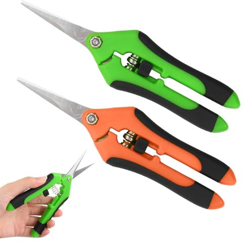 2 Stück Kleine Gartenschere Set, Bonsai Schere und Ernteschere für Pflanzenpflege, Obst- und Gemüseernte - Trimmschere für Bonsai, Cannabis und kleine Pflanzen