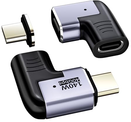 PChero 140W USB C Magnet Adapter, 2er Typ C 24-pin Magnetischer Stecker 40 Gbit/s Magnetisch Adapter mit PD Schnellladung 8K 60Hz Video für Laptop Thunderbolt 3 MacBook PS5