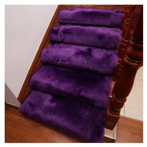 WJLYDM Stufenmatten Soft Fluffy Plush Stair Treads Carpet Rectangle Non-Slip Rug Floor Mat for Living Room Bedroom Stair Decor Safety Mute Step Rugs FüR Treppen(QA-9,25x85 cm)