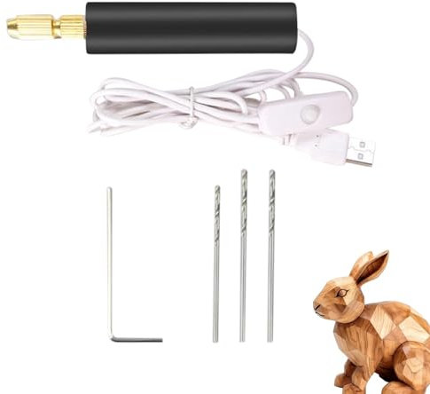 Zibeem Taladro de joyería recargable, Taladro eléctrico de resina - Herramientas USB para arte en resina - Taladro de mano, herramienta de resina de taladro manual de 10 W, multiusos portátil para