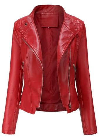 WOXIHUAN Giacca Donna in Ecopelle Cappotto Corto da Moto Stampa Primavera Autunno Giubbini Donna Chiodo Pelle Donna Taglie Forti Giacchetto Di Pelle Donna Nero