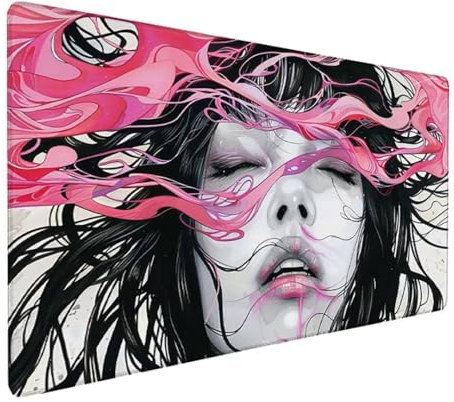 Rosa Schreibtischunterlage Karikatur Mousepad Groß 1000x500x3 mm XXL Mauspad mit Wasserdicht rutschfest Gummibasis, für PC MacBook und Laptop Mousepad Gaming Zubehör für Büro Deko Aesthetic Z-744