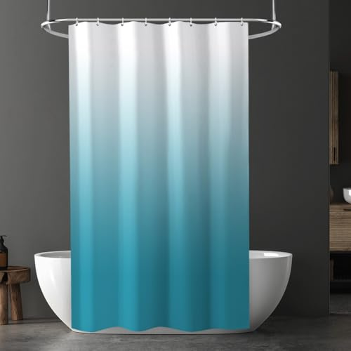 URAQT Tende Doccia Anti-Muffa in Poliestere, Tenda Doccia Lavabile con Anelli, Tenda Vasca da Bagno 120cmx200cm, Impermeabile e Facile da Pulire(Blu Lago Sfumato)