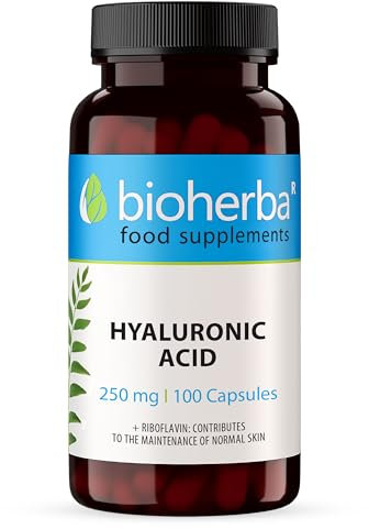 Hyaluronic Acid 250 mg – 100 Capsules with Vitamin B2 | Daily Supplement for Skin Hydration and Wellness by BIOHERBA