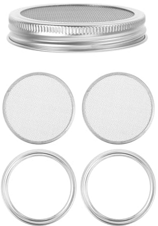 NULYLU 6 Stück Edelstahl-sprossendeckel, Sprossenglas-siebdeckel Für 86 Mm Breite Einmachgläser, Einmachgläser Zum Wachsen Von Bohnen, Alfalfa-salat, Sprossen