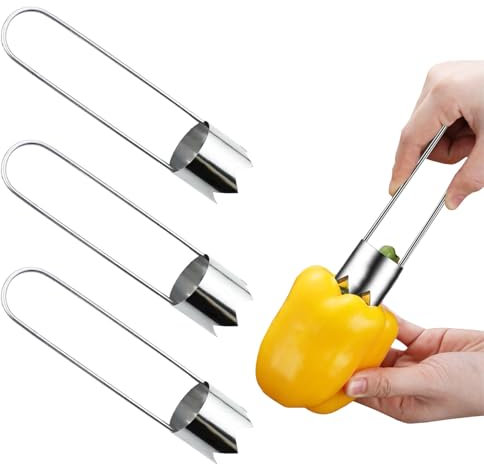 3PCS Fruit and Vegetable Corer, Stainless Steel Apple Pepper Seed Corer Remover Tool with Ergonomic Handle for Vegetables Fruit Kitchen