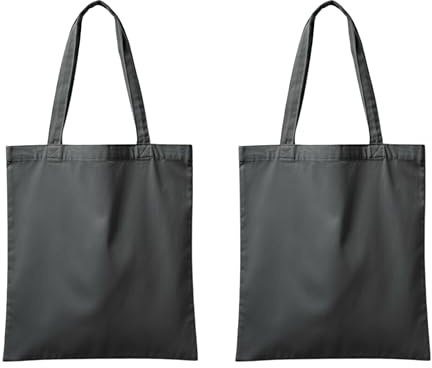 POLHIM® Robuster Stoffbeutel Grau 220g/m² (2 Stück) - Schwere Baumwolltasche mit langen Henkeln - Extra Stabile Graue Einkaufstasche im 2er Pack, 38x42 cm