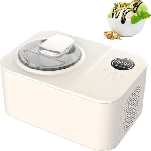 1.2L Ice Cream Maker Machine with Compressor, LCD Digital Display & Timer, Stainless Steel Frozen Yogurt Mixing Machine for Home and Restaurant Kitchen