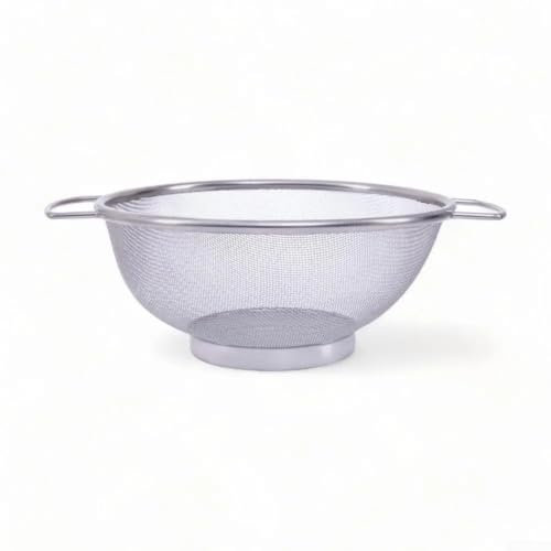 Multi Purpose Stainless Steel Fine Mesh Sieve 20cm Diameter with Comfortable Double Handles for Easy Use in the Kitchen