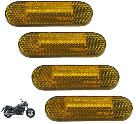 4 Stück Fahrrad Reflektor Vorne Gabel,73×23×4 mm Reflektor Motorrad Hinten,Rückstrahler Motorrad,Katzenaugen Reflektoren,RechteckigerReflektor Selbstklebend,Rechteckiger Katzenauge für Scooter (Gelb)