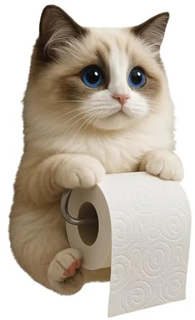 Katzen-Toilettenrollenhalter, 3D-realistischer Harz-Kätzchen-Papierhandtuchhalter, lustiger wandmontierter Taschentuchspender für Badezimmer, Neuheit Toilettenpapierhalter für Katzenliebhaber