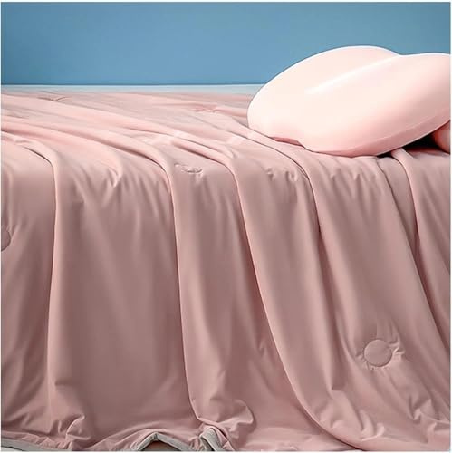 Kühldecke Bett aus Eisseide – Selbstkühlende Sommerdecke, Leicht, Atmungsaktiv, Dünn, Schlafdecke für Sommer(Rosa,150 * 200cm)