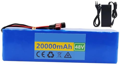 E-Bike Akku 48V 20Ah Elektrofahrrad Batterie 48V 20Ah 13S8P Hochleistungs Akku Für 200W 350W 500W 750W 800W Motor E-Bike Akkupack Mit Ladegerät Und BMS 48V20AH,T