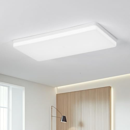 EASY EAGLE Plafon LED Techo, 50x25CM Superficie Panel Led Rectangular 6500K, 50W Lámpara de Techo Moderna, Luz LED Techo Para Oficina Dormitorio Salon Cocina Comedor Balcón, 6800LM