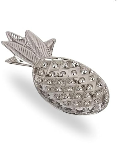 Bandeja Decorativa con Forma de Piña – Plateada – 25 cm