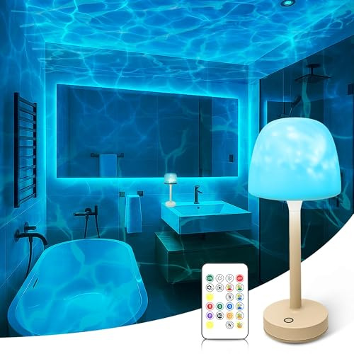 RuiDay 2026 New Lamp,16 ColorsOcean Wave Projector Light, Northern Lights Projector, Mushroom Light with Remote Control & Touch, LED Lights Ambient Lamps for Bedroom (Table Light)