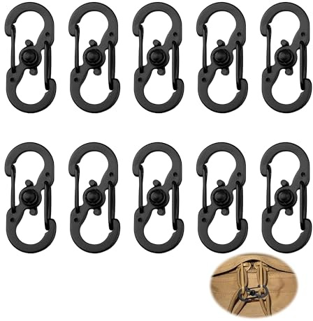 10 Stück S Outdoor Camping Haken Klein Schloss Schlüsselbund S Karabiner Doppelkarabiner Mini Rucksack S-Form Metall Schnalle Wasserdicht Edelstahl Karabinerhaken für Aktivitäten Camping Wandern