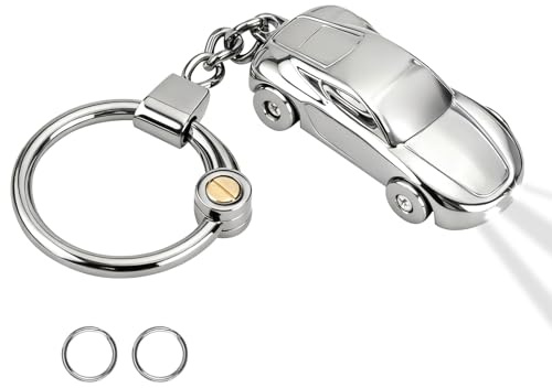 Porte-clés de voiture avec lampe de poche, porte-clés de voiture pour véhicule porte-clés de voiture EDC accessoire de voiture pour hommes et femmes