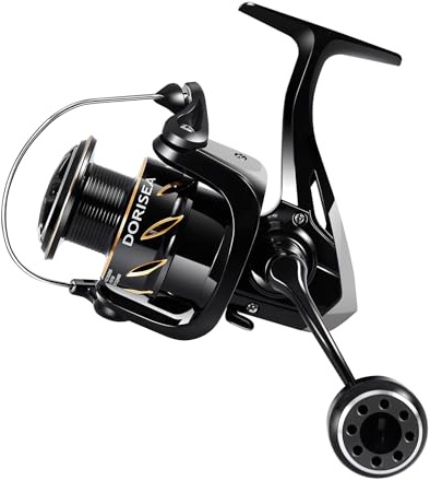 Dorisea Mulinello da pesca GK, bobina da pesca in alluminio per acqua salata, rapporto di trasmissione 5,2:1, ingranaggi in rame aggiornati, manopola con manico in metallo, cuscinetti lisci per