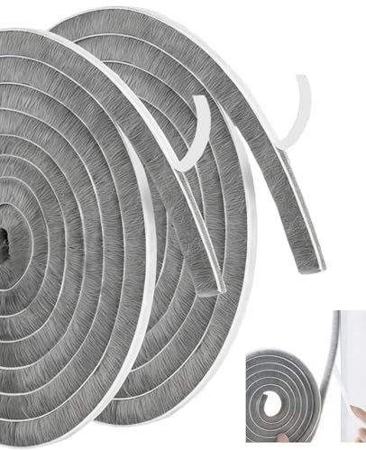 FunnAura Draft Excluder for Doors, 10m(L) X 9mm(W) X 9mm(T) Draught Excluder Tape, Grey Self Adhesive Sealing Strip for Door Window