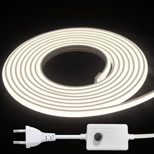 STHomedeco Striscia LED COB 220V IP65 Dimmerabile (4000K, 2m) | Luce COB uniforme senza punti, 220-240V, con interruttore e luminosità regolabile per casa e esterno coperto