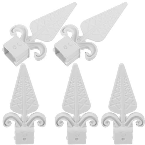 KOCKSHION 10pcs White Fence Post Finials Spike Tops Decorative Fence Topper Finial Caps for Outdoor Garden Gate Post Accessories for Low Garden Protection