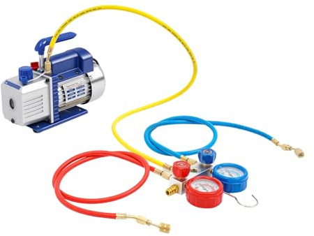 Pompa per vuoto, 180 W, 2,5 CFM, pompa compressore, aria condizionata, 1/4 HP pompa a vuoto a 2 vie, aria condizionata per refrigerante R134a, R410a e tubo da 1/4 pollici