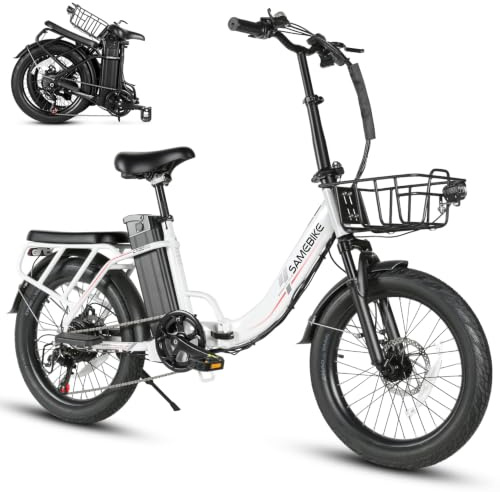 SAMEBIKE Bicicleta eléctrica Plegable 20 250W Motor batería extraíble eBike para Commuting Caja de Cambios de 7 velocidades Suspensión Delantera y Doble Disco Frenos con la aplicación